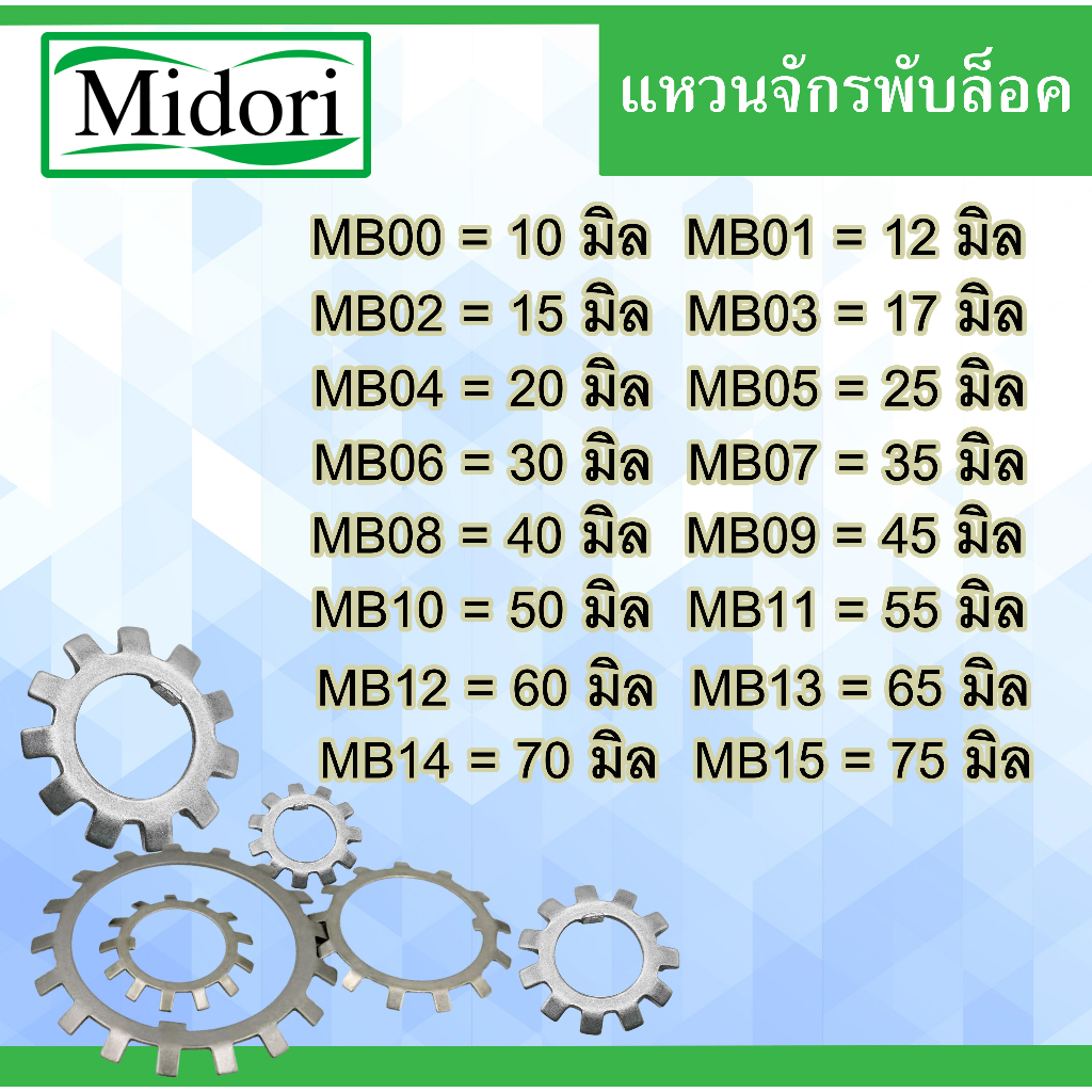 MB0 MB1 MB2 MB3 MB4 MB5 MB6 MB7 MB8 MB9 MB10 MB11 MB12 MB13 MB14 MB15 AW9 AW11 AW7 แหวนจักร  แหวนล็อค ล็อคลูกปืน