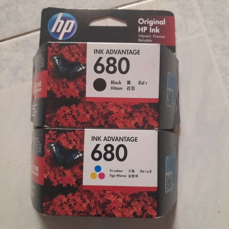 ตลับหมึกHP Ink 680 (สีดำ,แบบสามสี)แบบแพคคู่2ชิ้น Original Ink Cartridge ของแท้ 100%