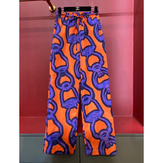 HERMES FANTAISIE BEACH TROUSERS กางเกงขายาว ทรงขาตรง ผ้าสวยมาก ลายคมชัด สีสันสดใส แอร์เมส เฮอเมส