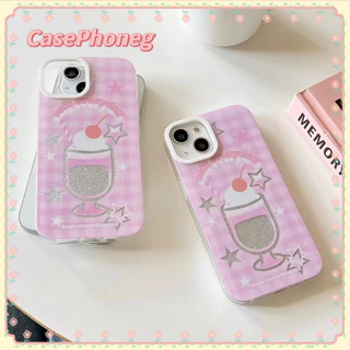 🍑CasePhoneg🍑ป้องกันการหล่น ขอบเต็ม iPhone 11 14 pro max สีชมพู เส้นขอบโปร่งใส หวานสวย เรียบง่าย case for iPhone 12 13