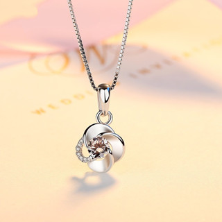 สร้อยคอ Platinum 4 Leaf Clover Diamond Pendant Necklace เครื่องประดับ minimal