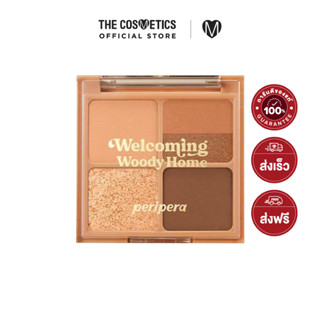 Peripera Ink Pocket Shadow Palette - 06 Welcome Woody Home  เพอริเพอรา  อายพาเลท 4 ช่อง สีน้ำตาลวู้ดดี้