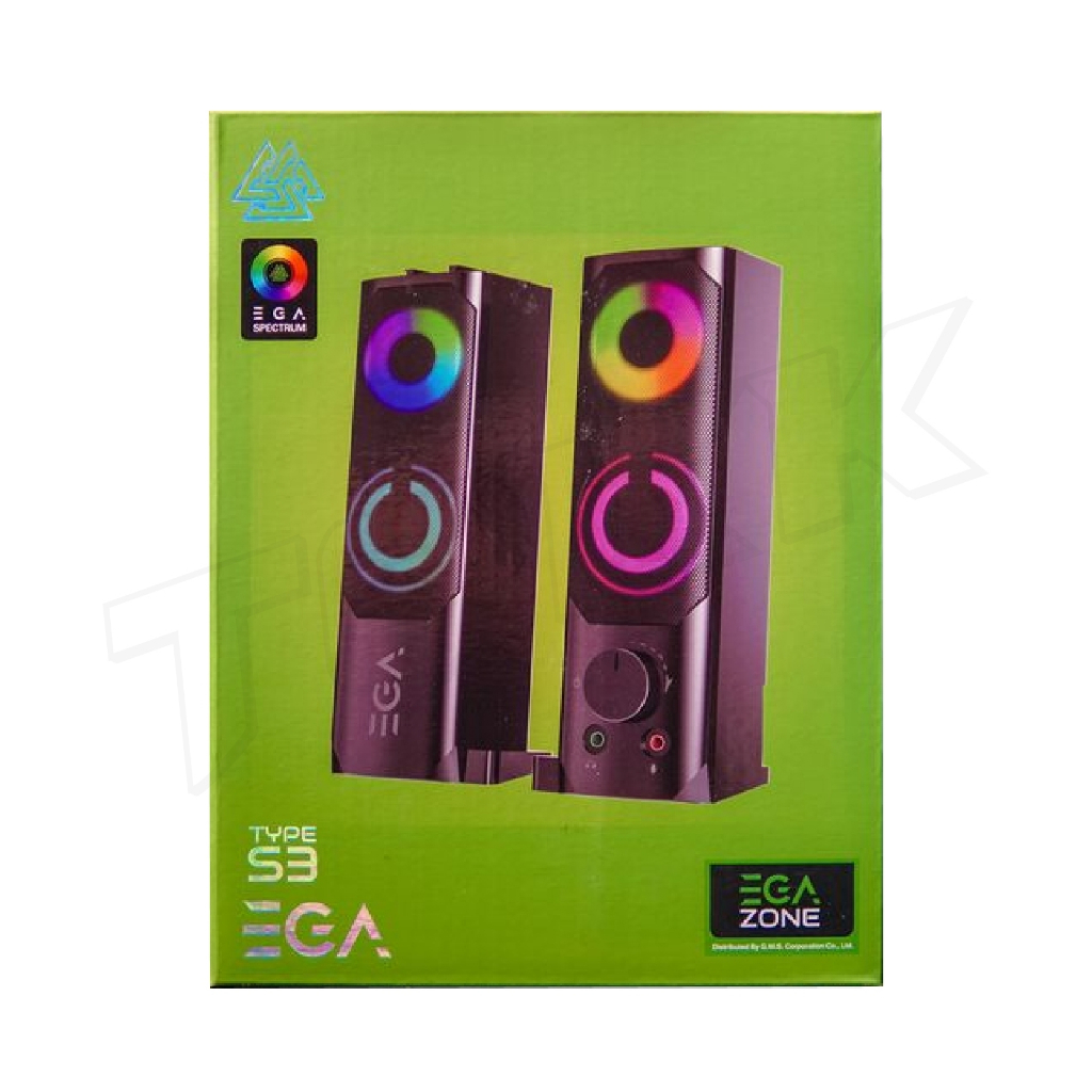 EGA TYPE S3 ลำโพงคอม SPEAKER ลำโพงมีไฟ ไฟLED ระบบเสียง Stereo Speakers ใช้งานง่าย ลำโพงเกมมิ่ง Gaming