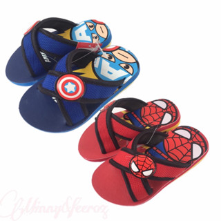 รองเท้าแตะเด็ก ลายspiderman สีแดง ลายกัปตันอเมริกา สีน้ำเงิน งานลิขสิทธิ์แท้