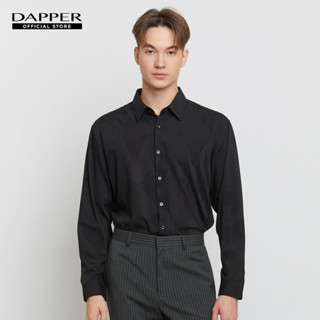 DAPPER เสื้อเชิ้ตแขนยาว Geometric Letter (Jacquard) สีดำ (BCLB1/096TJ)