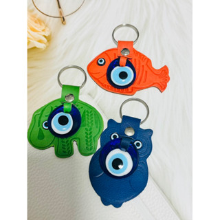 พวงกุญแจ Evil eye 3 cm 🧿 พื้นหนังรูปสัตว์ จากตุรกี