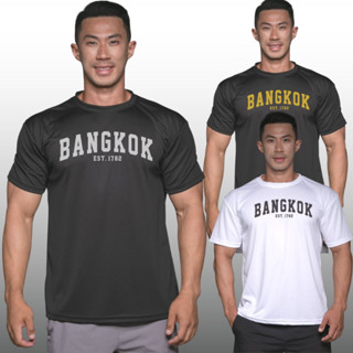 BANGKOK เสื้อยืดแขนสั้นผู้ชาย Men’s Gym Workout Bodybuilding Muscle T-Shirt