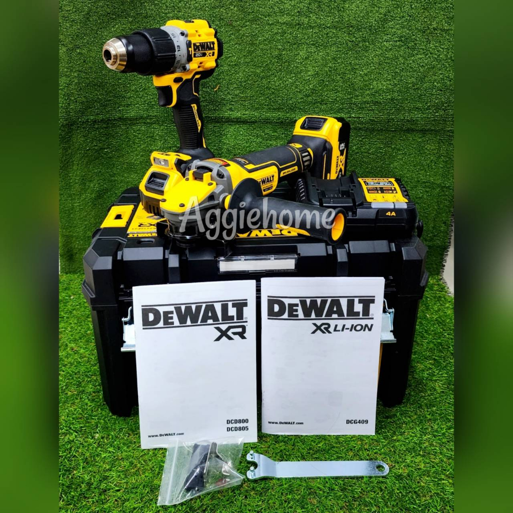 DEWALT SET ชุดสว่านกระแทก+เครื่องเจียร ไร้สาย 20V.รุ่น DCK2216P2T-B1(DCD805+DCG409) มอเตอร์ Brushles