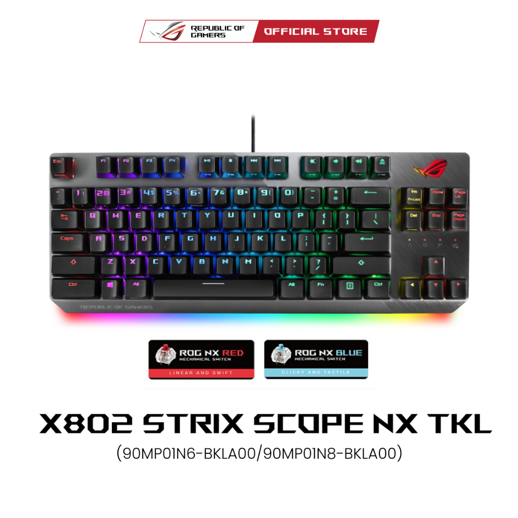 ASUS X802 STRIX SCOPE NX TKL (90MP01N8-BKLA00/ 90MP01N6-BKLA00), Wired mechanical RGB gaming keyboar