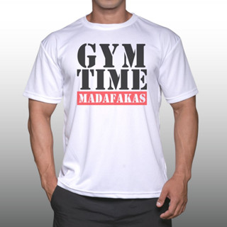 GYM TIME MADAFAKAS เสื้อยืดแขนสั้นผู้ชาย Men’s Gym Workout Bodybuilding Muscle T-Shirt