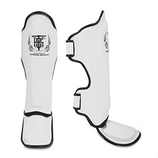 สนับแข้งท็อปคิงส์ สีขาว ป้องกันหน้าแข้ง สำหรับการซ้อม Top King shin guards White ( S,M,L,XL) New logo Training MMA K1