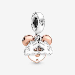 ⭐️(พร้อมส่ง)Pandora Disney Mickey Double Dangle Charm ชาร์มมิกกี้โรสโกลด์ ของเเท้100%