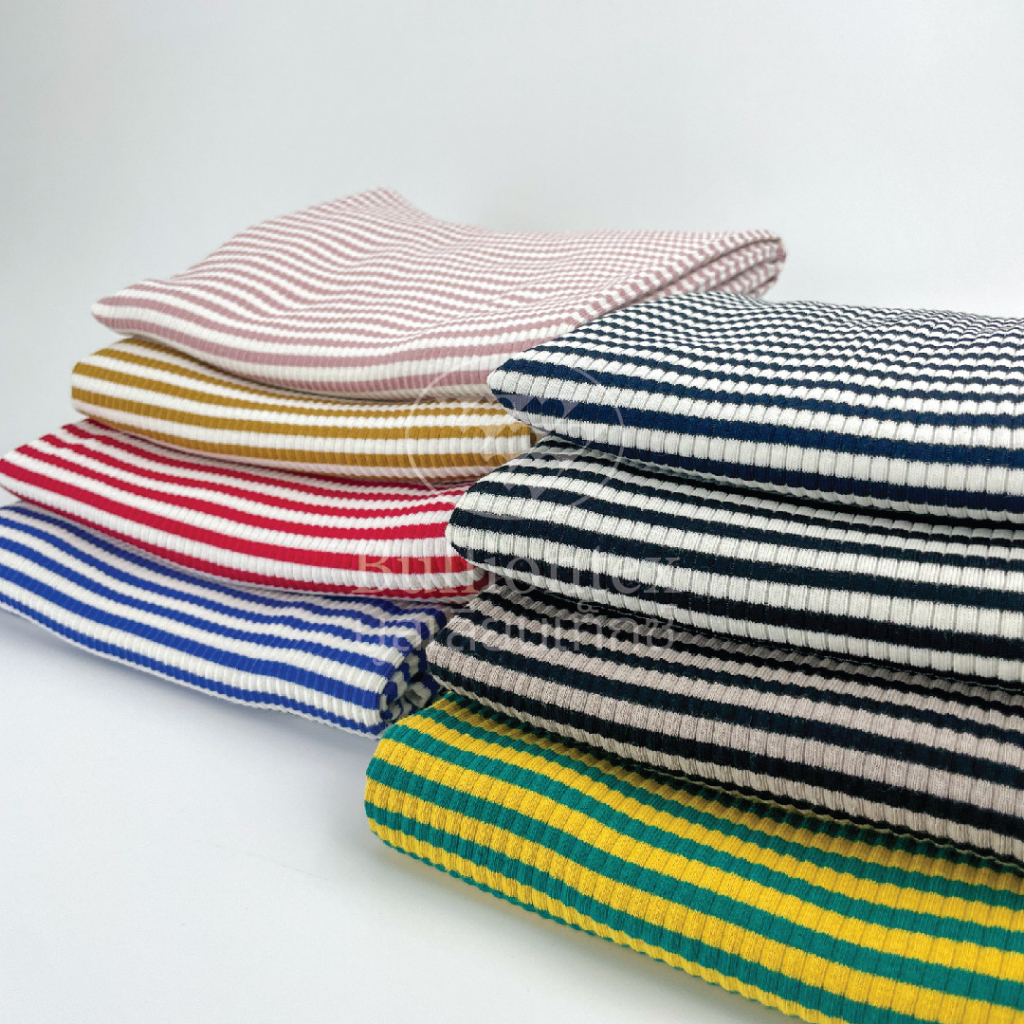 ผ้าร่องเจอร์ซี่ สไตร์ท Jersey Rib Stripe เนื้อผ้าสัมผัสนุ่ม ระบายอากาศดี มีความยืดหยุ่น ขนาด 1 กิโล ราคา ถูกที่สุด ดีลบีเคเค แกลเลอรีภาพที่ 3