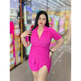 เซ็ต2ชิ้น เสื้อเซเลป กระโปรงผ่าหน้า ผ้าลายไม้ สีบานเย็น