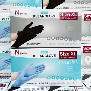 (ราคาพิเศษกล่องบุบ) Longmed KleanGlove Nitrile ถุงมือยางไนไตรสังเคราะห์ ลองเมด สีดำ/สีฟ้า ไม่มีแป้ง กล่อง 100 ชิ้น