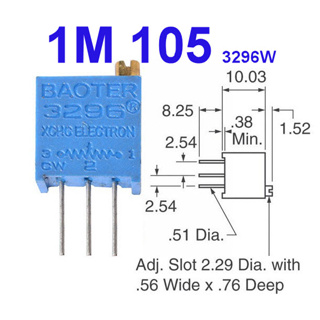 (5ชิ้น)VR เกือกม้า 1 Mohm (105) 3296W Trimpot Variable Resistor (Trimmer Potentiometer)