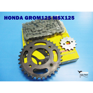 HONDA GROM125 MSX125 FRONT 14T &amp; REAR 34T SPROCKET &amp; CHAIN SET 420/104  // สเตอร์หน้า 14ฟัน สเตอร์หลัง 34ฟัน พร้อมโซ่