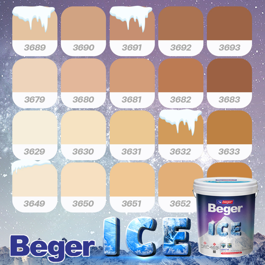 สีทาบ้าน 18 ลิตร Beger สีส้ม อิฐ กึ่งเงา Beger ICE สีทาภายนอก และ สีทาภายใน เช็ดล้างได้ สีกันร้อน เบ