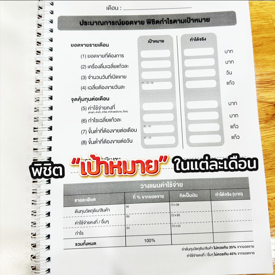 สมุดบันทึกรายรับ-รายจ่าย คำนวณต้นทุน ทำบัญชี สำหรับร้านกาแฟ Coffee note Account Planner รูปที่ 3
