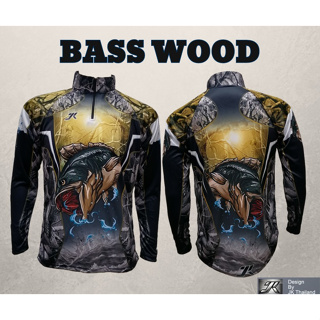 เสื้อตกปลา JK Thailand เสื้อกันยูวี ลาย BASS WOOD ป้องกันรังสี UV 80% แห้งเร็ว