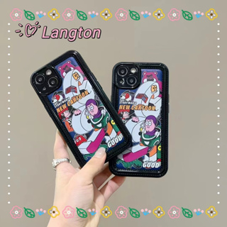 🌈Langton🌸ป้องกันการหล่น ขอบเต็ม iphone 11 14 pro max การ์ตูน บัซไลท์เยียร์ ทอย สตอรี่ ขอบดำ น่ารัก case for iPhone 12 13