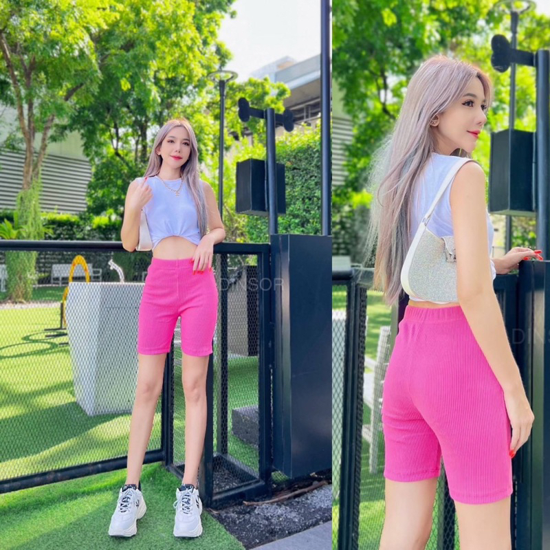 No85 กางเกงขาสั้น สามส่วน ไบเกอร์ ผ้าเกรดพรีเมี่ยม มีไซส์S, XL(สาวอวบ) - รูปที่ 3