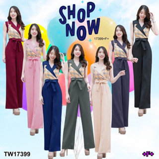 SS17399 Jumpsuit BBR แขนกุดขายาว ผูกโบว์เอว