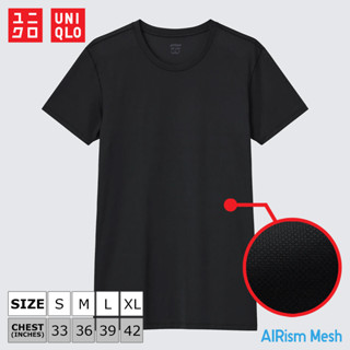 เสื้อยืดแขนสั้น Uniqlo AIRism Mesh - 09 Black