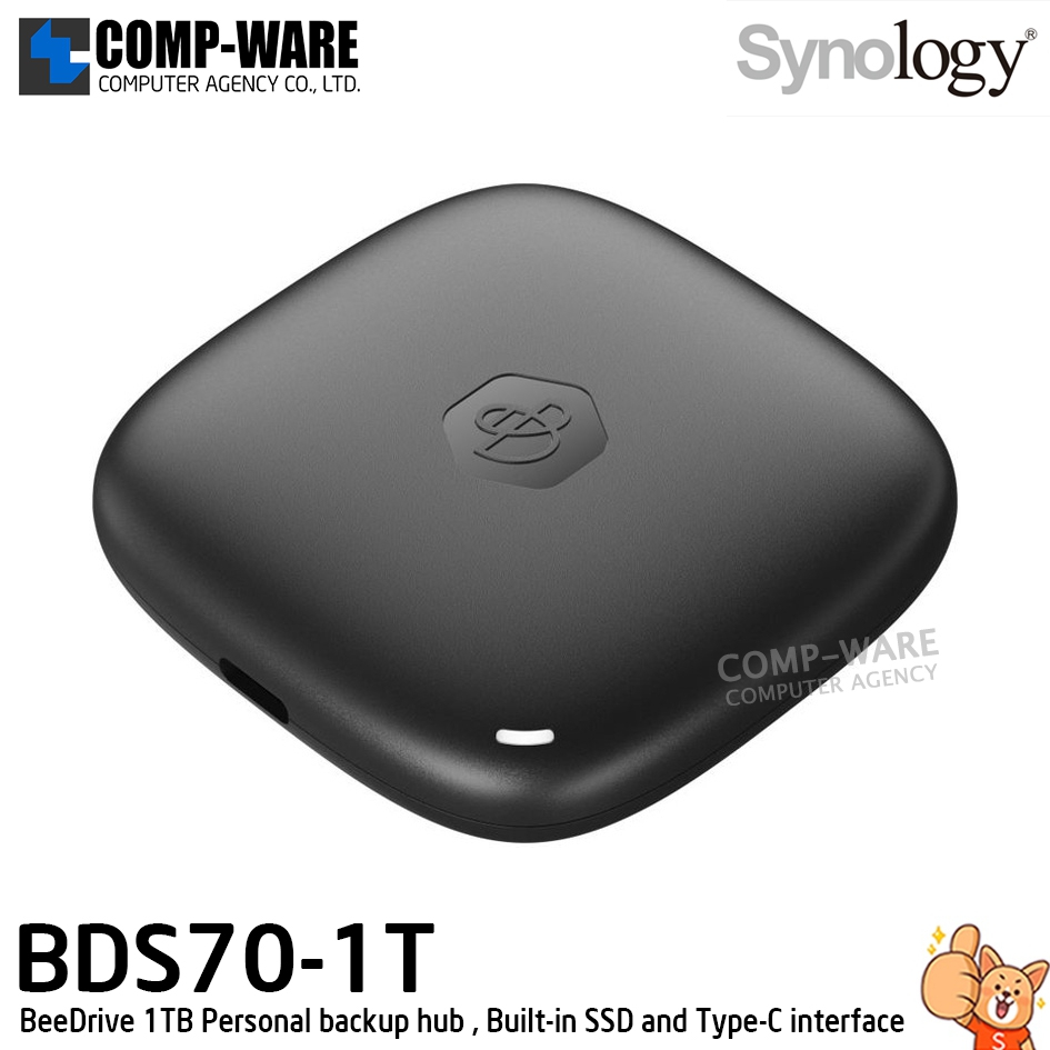 Synology BeeDrive 1TB Personal backup hub , Built-in SSD and USB 3.2 Gen 2 (10Gbps) Type-C interface