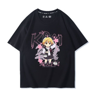 Demon Slayer เสื้อยืด Anime Kulomi Cinnamon Dog Agatsuma Zenitsu พิมพ์อะนิเมะแขนสั้นผ้าฝ้ายอินเทรนด์