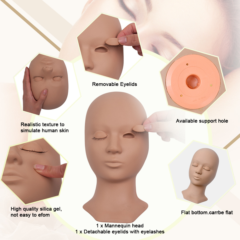 การต่อขนตาการฝึกอบรม Manikin เคล็ดลับซิลิโคนอ่อนนุ่มถอดเปลือกตาหัวปฏิบัติจริง (11.02 X 6.1 X 3.94 นิ้ว)scorpio313.th
