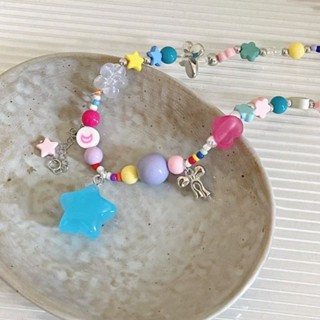 + necklace blue star y2k . สร้อยคอลูกปัด ดาวเยลลี่ ลูกปัดพาสเทล ⋆｡˚ /your.november