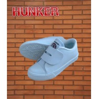 Hunker รองเท้าผ้าใบหนังนักเรียน สีขาว รุ่น H-2