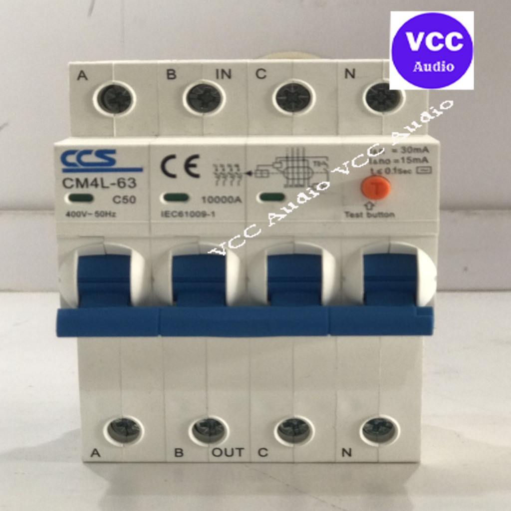 เบรคเกอร์ 4P RCBO 3เฟส 4สาย 63A 3P+N ระบบไฟ 3เฟส4สาย