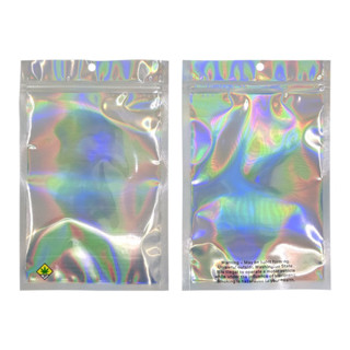 Holographic Mylar Zip Bags with Weed Warning