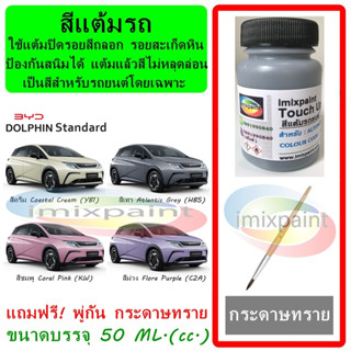 สีแต้มรถ สีซ่อมรถ  BYD DOLPHIN ทุกสี แถมฟรีพู่กันแต้มสีและกระดาษทราย สีคุณภาพจาก imixpaint