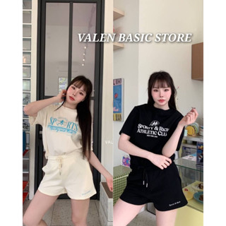 VALEN BASIC STORE 🖤💛 set sport ขาสั้นสีครีมดำ