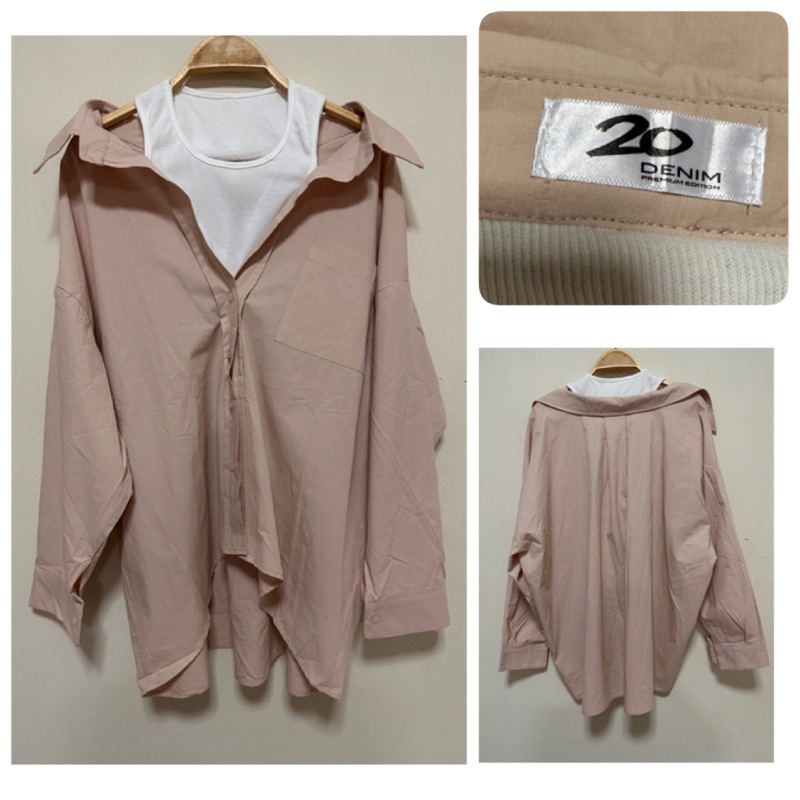 ส่งต่อ เสื้อเชิ้ต 20denim สีครีม ฟรีไซส์ (shop 550฿)