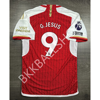 [Player] - เสื้อฟุตบอล Arsenal Home อาเซนอล เหย้า 2023/24 เกรดนักเตะ อาร์ม EPL เบอร์ชื่อ  9 G.JESUS