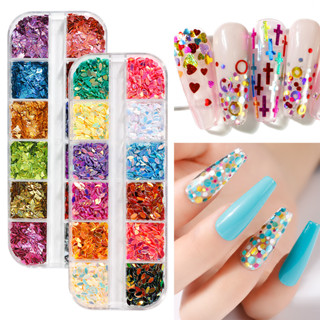 พร้อมส่งทุกวัน กลิตเตอร์ติดเล็บ Holographic Nail Glitter ตกแต่งเล็บ กลิตเตอร์หัวใจ น่ารัก วิ้งๆ วงกลม ตัวหนังสือ