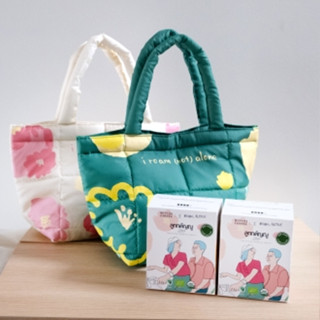 LOVEx2 Fluffy Quilted Tote Bags - MiVana Coffee x Mint I Roam Alone - ฟรี... กาแฟดริป 2 กล่อง!