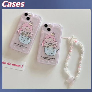 คูปองเคลม🎀เคสไอโ case for iphone 11 12 นางเงือกการ์ตูนสีชมพู เคส 14 13 12 11 pro max เคสมือถือกันกระแทก