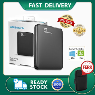 จัดส่งจากกรุงเทพ  ฮาร์ดไดรฟ์คุณภาพสูง WD 1TB 2TB External Hard Disk USB3.0 2.5" Basics Storage ฮาร์ดไดรฟ์แบบพกพา