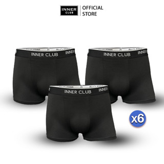 Inner Club บ๊อกเซอร์ชาย รุ่น Air Active V.2 (แพค 6 ตัว) สีดำล้วน M-XXL