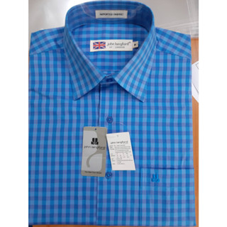 John Langford เสื้อเชิ้ตแขนสั้น รุ่น 013-898-สีฟ้า