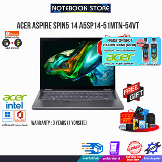 [ผ่อน 0% 10ด.][รับเพิ่ม! PREDATOR SHOT][แลกซื้อKB216/MS116]ACER ASPIRE 5 SPIN 14 A5SP14-51MTN-54VT/i5-1335U/ประกัน3Y