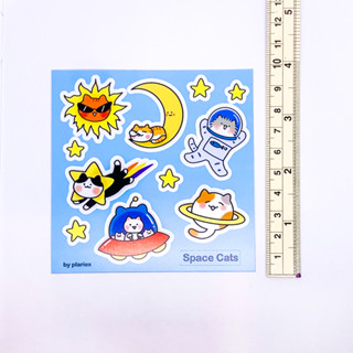 Sticker สติกเกอร์รุ่น Space Cats แมวเหมียวท่องอวกาศ [PLARIEX]