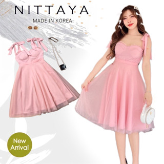 ราคาถูกที่สุด!! NITTAYA เดรสสายผูก รุ่นนี้ตรงช่วงอกแต่งด้วยลูกไม้