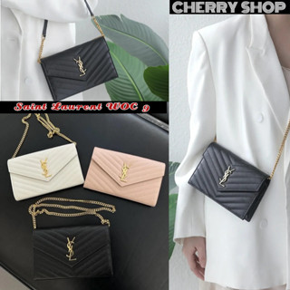 🍒Yves Saint Laurent WOC 9" กระเป๋าซองคาเวียร์ / กระเป๋าโซ่ผู้หญิง 377828 YSL BAG