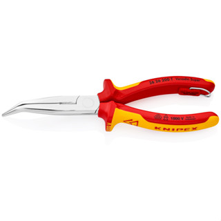 คีมปากแหลมปลายงอ KNIPEX NO.26 26 200 T Long Nose 40° Angled Pliers with Cutter-1000V Insulated-Tethered Attachment 200mm